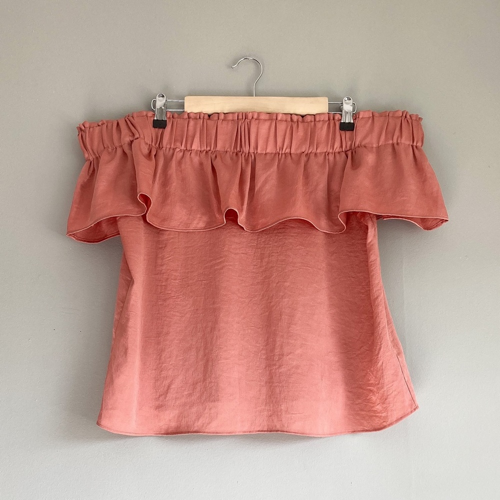 Express Orange Strapless Ruffle Top